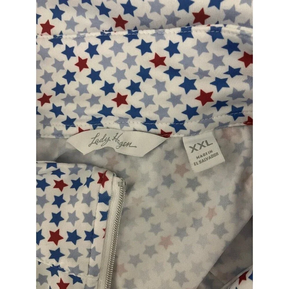 Lady Hagen Women’s XXL Quarter Zip Golf Shirt Blue Red Stars Patriotic Top USA - Picture 4 of 7